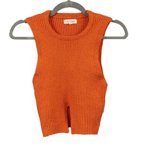 La Hearts Orange Knit Sleeveless Crop Top